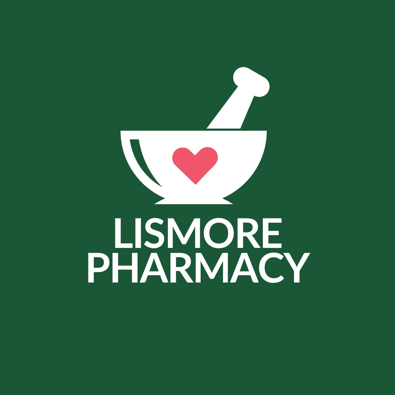 LISMORE PHARMACY inverted colours